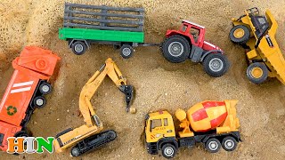 डंप ट्रक, खोदक मशीन, ट्रैक्टर और कचरा ट्रक। कीचड़ के तहत निर्माण ट्रक का पता लगाएं | BIBO TOYS Hindi