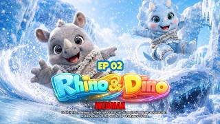 ❄️🦏 RHINO & DINO 📢 Season 01👉 Episode 02 | 🌨️✨ The Frozen Bounce Trail 😲🧊 Ice Age Sliding Adventure! screenshot 5