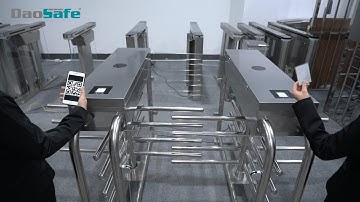 Double Passage Half Height Turnstile with Card and QR Code Solution // Daosafe Model DZ402