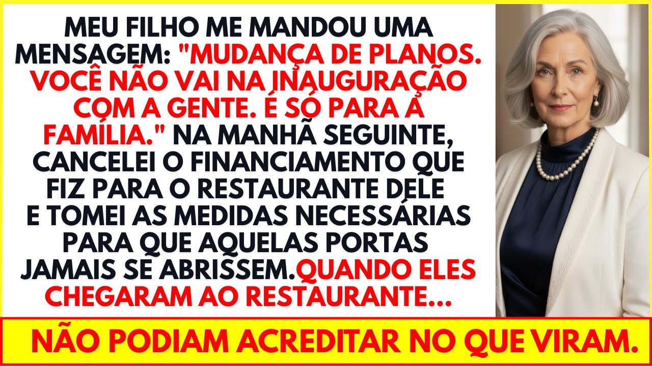 Meu filho me mandou uma mensagem: “Mãe, não apareça amanhã.” Será só para a família...