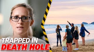 Family Watches as Dad Trapped in Death Hole Rip | Saving Lives at Sea