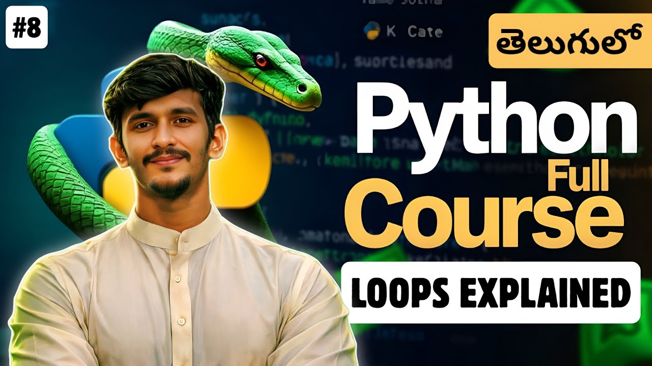 Python Full Course in Telugu | Loops in Python | for loop, while loop & break continue
