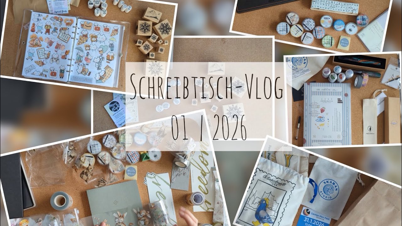 Schreibtisch-Vlog 01 | 2026 | Stempel, Sticker, Füller | Unboxing | German Pen Fest | planerbeere