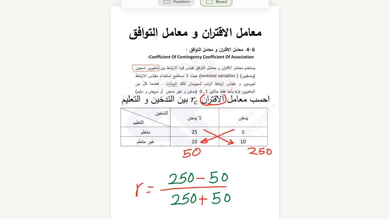 معامل الاقتران ومعامل التوافق | سهل جدا 