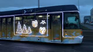 První noční jízda vánoční tramvaje v Plzni