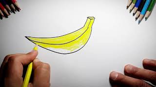 muz nasıl çizilir? how to draw a banana? muz boyama ve çizimi Resimi