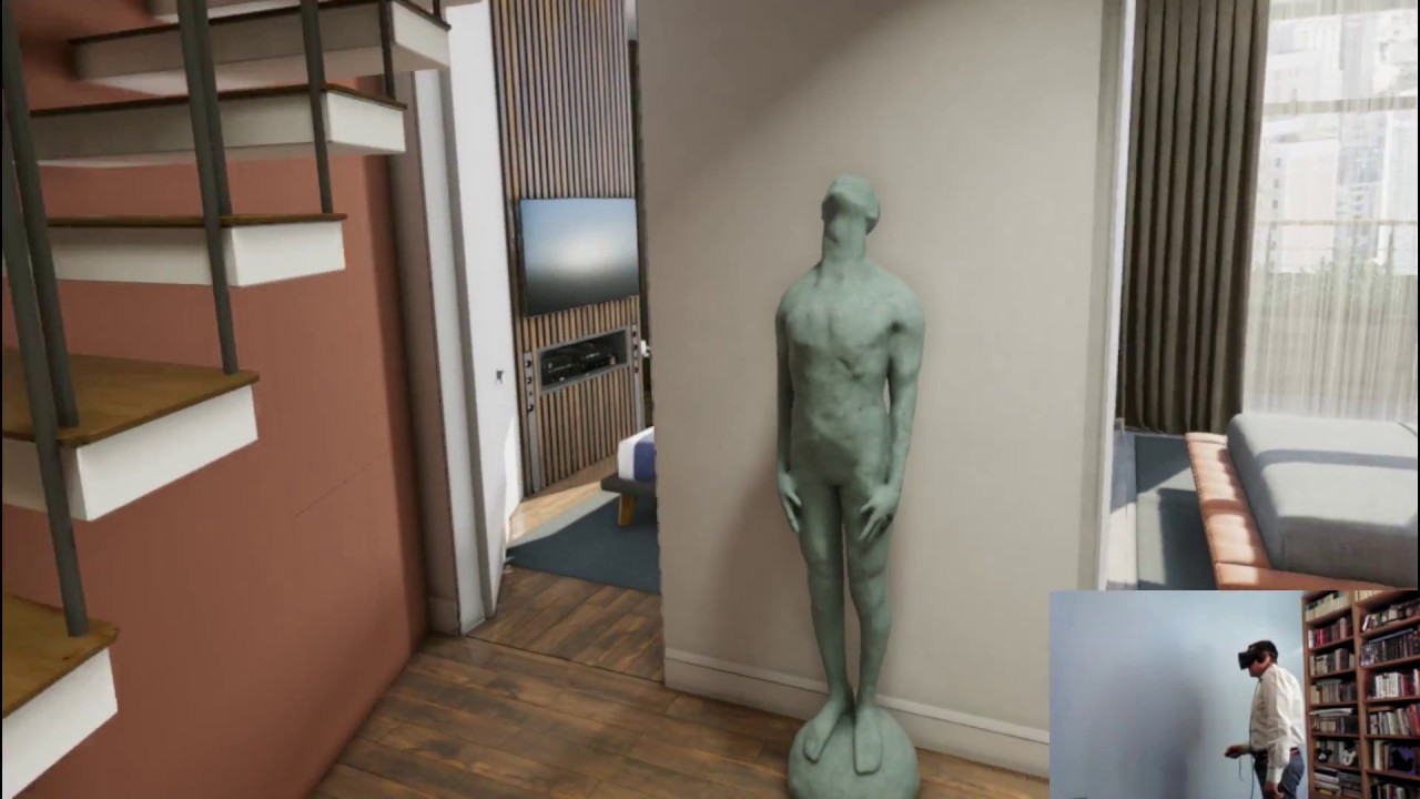 Two levels appartment interior real time walkthrough in virtual reality