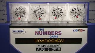 Evening Numbers Game Drawing: Wednesday, August 8, 2018