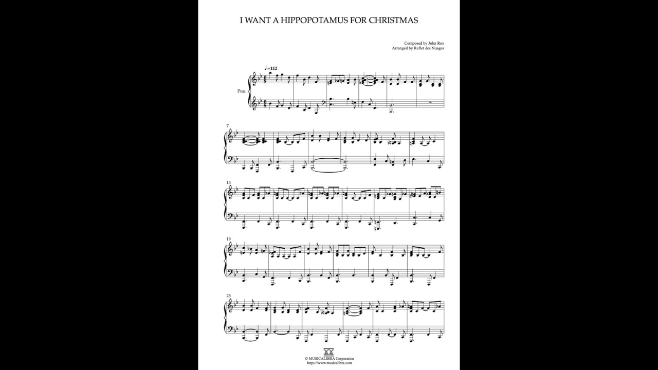 PIANO SOLO SHEET MUSIC] I Want a Hippopotamus for Christmas : MUSICALIBRA for Free Printable I Want A Hippopotamus For Christmas Sheet Music