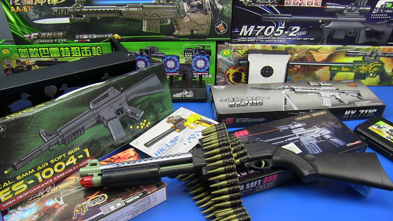 Airsoft Guns Toys amp Air Sport Gun Plastic Ball Bullet Airsoft BB Gun Unboxing - BOX OF GUNS TOYS 