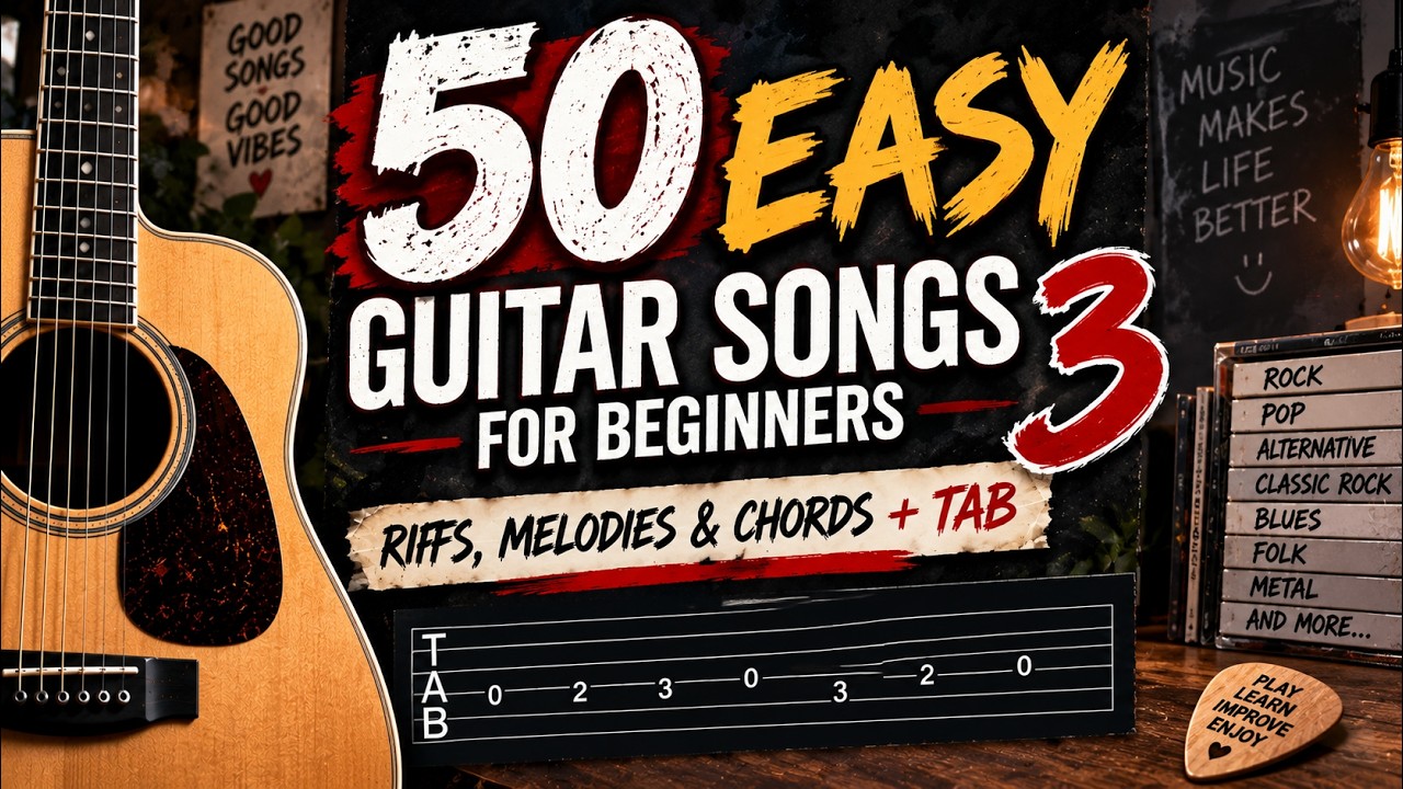 50 Easy Guitar Songs | Beginner Guitar Compilation + TAB - YouTube