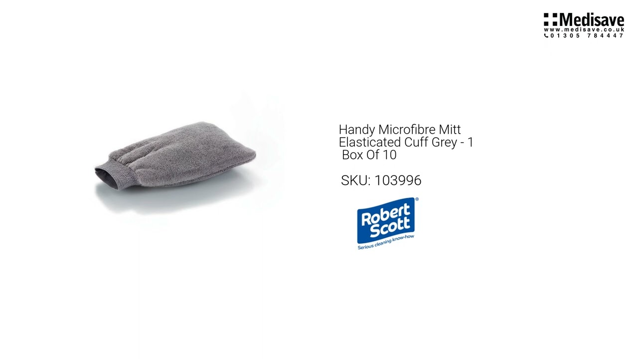 Handy Microfibre Mitt Elasticated Cuff Grey 1 Box Of 10 103996