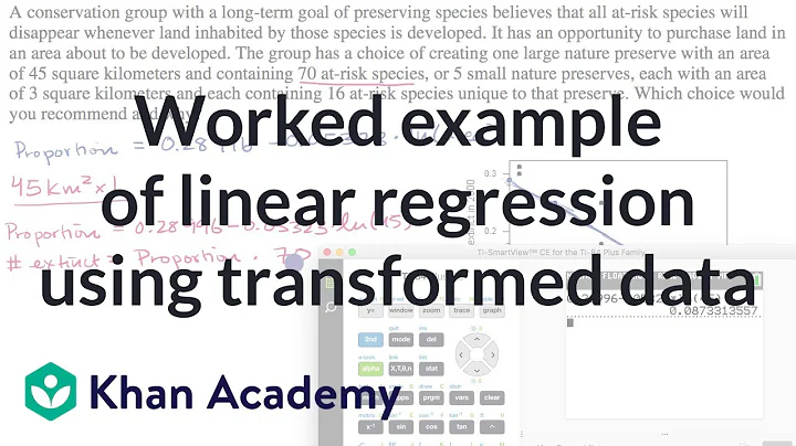 Worked example of linear regression using transformed data | AP Statistics | Khan Academy