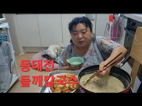 복부인 들깨칼국수 동태전 <strong>비엔나</strong> 먹방♡ mukbang