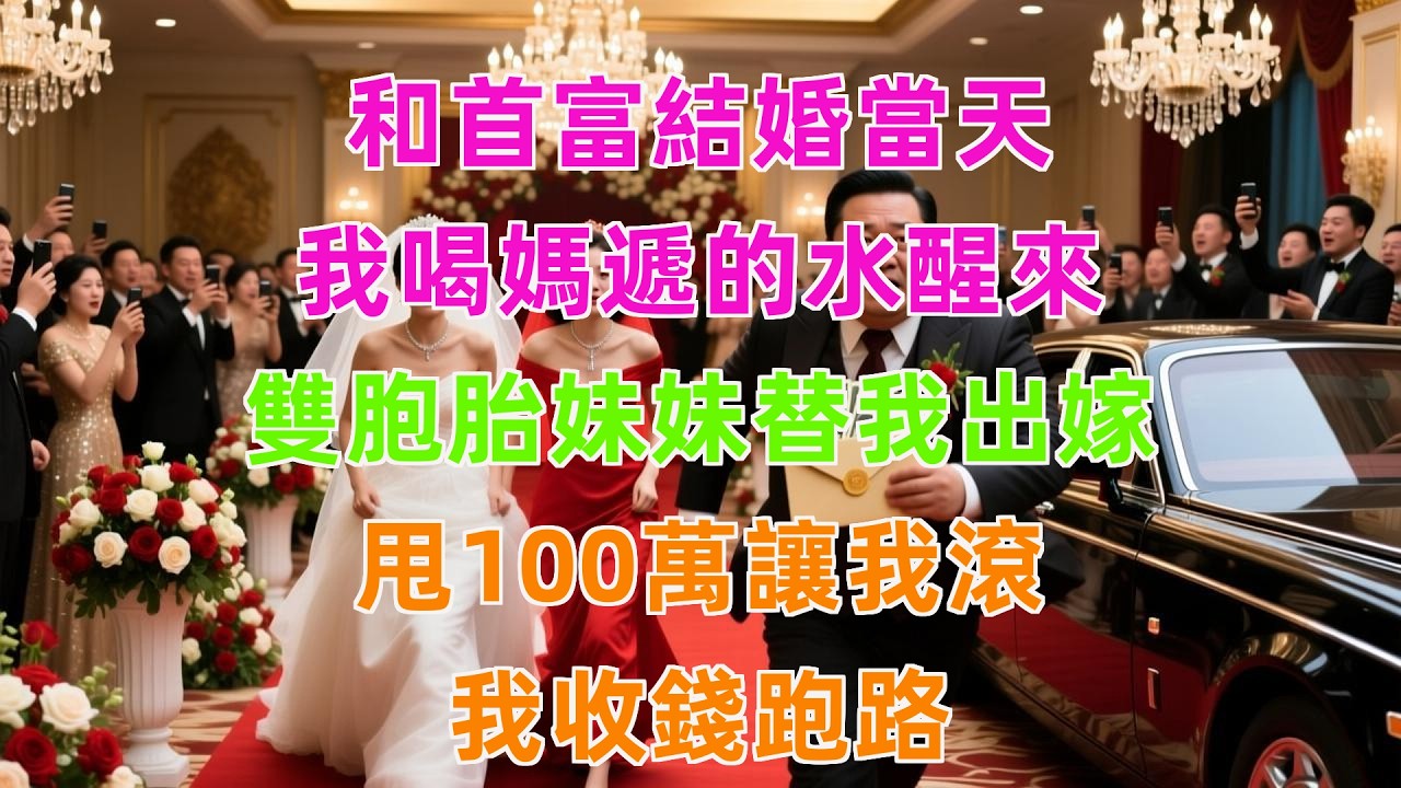 和首富結婚當天，我喝媽遞的水醒來，雙胞胎妹妹替我出嫁，甩100萬讓我滾，我收錢跑路，隔日新聞震全城媽瘋！