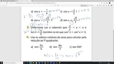 Em que quadrante temos simultaneamente cos α 0 (+) e sen α 0 (-)?
