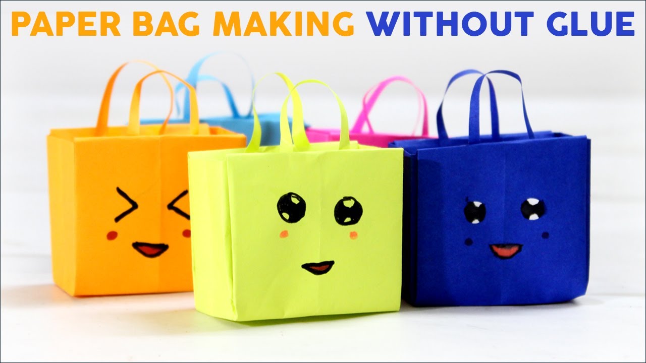 Paper Bag Making without Glue, How to make Paper Bag at Home