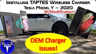 Installing Taptes Wireless Charger W/Modification! Tesla Model Y Long Range AWD Dual Motor
