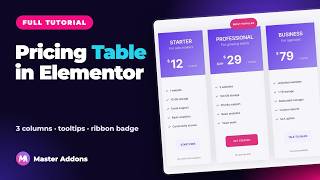 How to Create a Pricing Table in Elementor (3 Columns + Tooltips) | Master Addons