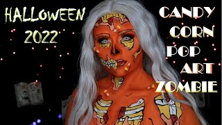 Halloween Makeup | Candy Corn Pop Art Zombie | Body Painting Tutorial