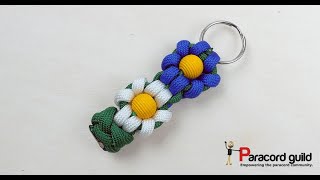 2 color flower paracord key fob