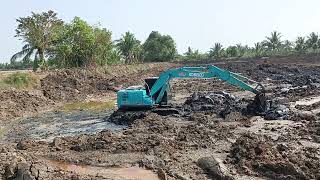 KOBELCO SK140LC-11 กวาดเลนบ่อ