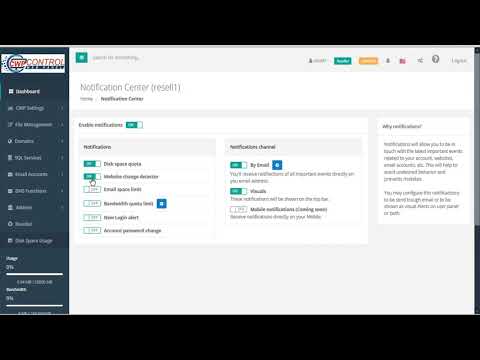 CWP - User Panel: Notifications tutorial