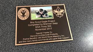 Review of a raised letter bronze casting plaque for an Eagle Scout project. #12hourawards