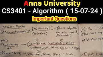 cs3401 Algorithm | important questions | how to study? | anna university | latest