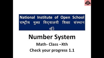 National Open School 10th Math (Check your progress 1.1)