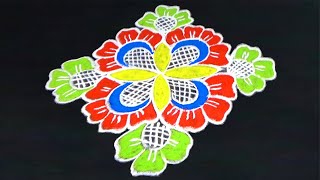 Colourful Daily Flower Rangoli without Dots I Mahi Rangoli Muggulu Videos