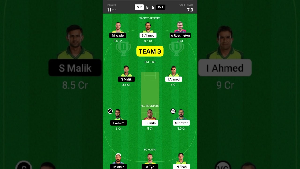 QUE vs KAR Dream11, QUE vs KAR Dream11 Prediction, Quetta Gladiator vs Karachi King PSL Team Dream11
