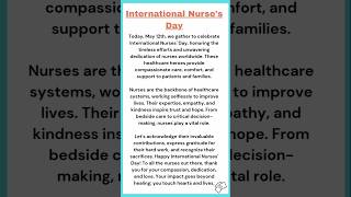 'International Nurse's Day'#nurseday#speech 'International Nurse's Day'#nurseday#speech