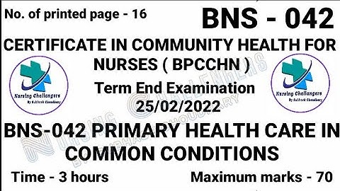 BPCCHN Paper Answer Key 2022 || BNS 042 Paper Answer Key || #BPCCHN_PAPER #Nursing_Challengers