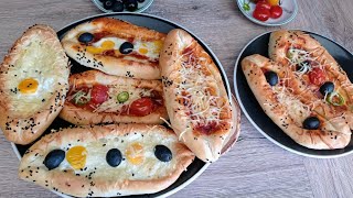 قوارب البيتزا التركية  بعجينة قطنية?? و حشوات مختلفة لازم تجربوها ??Türk pizzası? Turkish pizza