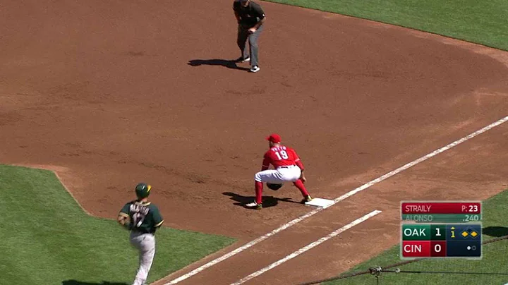 OAK@CIN: Phillips starts a double play to end threat