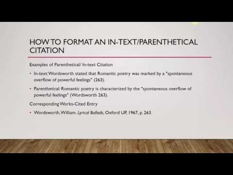 MLA 8 - In-text, Parnethetical Citations