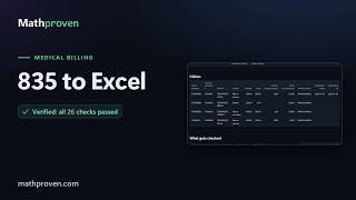 835 to Excel: a remittance file turned into checked spreadsheets