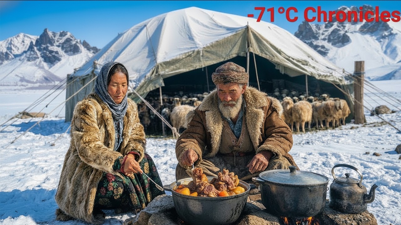 Life in a tent at -71°C… Sewing fur shoes and cooking a hearty stew before migrating 🍲🧵