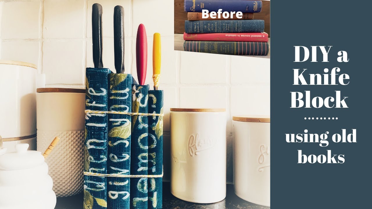 DIY a Kitchen Knife Block using Old Books YouTube