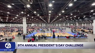 Thousands compete in massive President's Day volleyball tournament at Detroit's Huntington Place