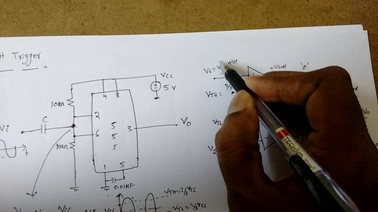 Schmitt Trigger Operation using 555 timer as an astable mode - YouTube