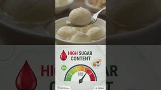 "A realistic health awareness poster showing a person eating too many rasgullas and suffering from
