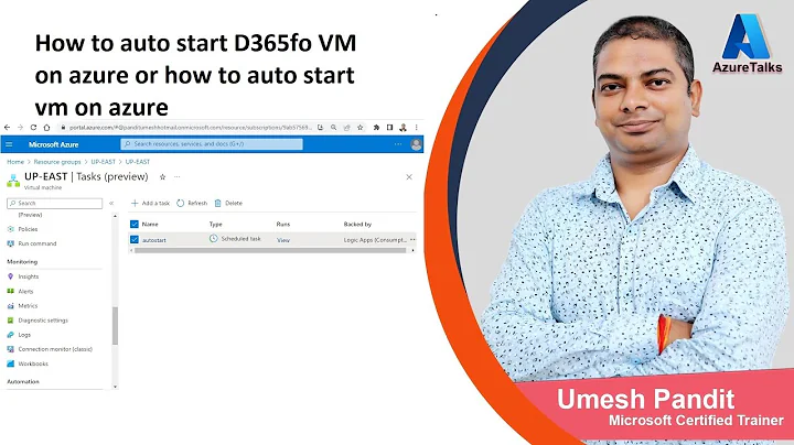 how to auto start d365fo vm on azure
