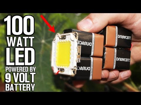 100W Led Chip Powered By 9V Battery!