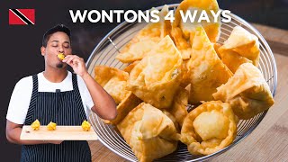 Wontons 4 Ways: Chicken, Shrimp, Pork, Cream Cheese Recipe by Chef Shaun  Foodie Nation