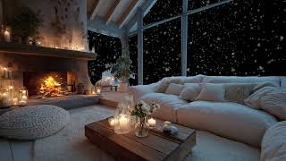 ☕A Warm White Lounge and Endless Snowfall | 5 Hours Peaceful Escape | Study Meditation Healing Focus