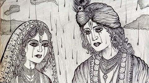 how to draw lord  radha and krisha easy pencil sketch drawing step by step, #radhakrishna #drawing