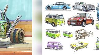 Обзор скетчей автомобилей в разных стилях и техниках