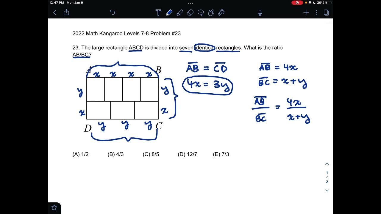 2022 Math Kangaroo Levels 7-8 Problem #23 - YouTube